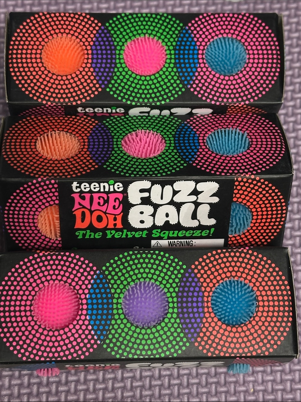 Teenie NEEDOH Fuzz Ball Kids Toy - Multicolor Velvet Squeeze